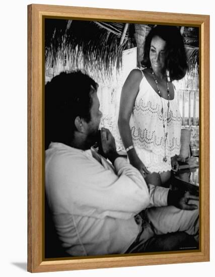 Richard Burton and Elizabeth Taylor on Location-Gjon Mili-Framed Premier Image Canvas