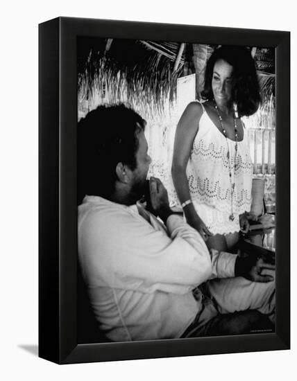 Richard Burton and Elizabeth Taylor on Location-Gjon Mili-Framed Premier Image Canvas