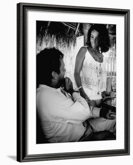 Richard Burton and Elizabeth Taylor on Location-Gjon Mili-Framed Premium Photographic Print