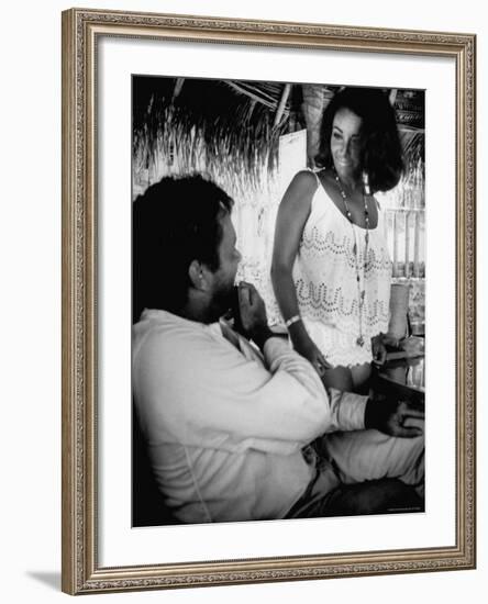 Richard Burton and Elizabeth Taylor on Location-Gjon Mili-Framed Premium Photographic Print