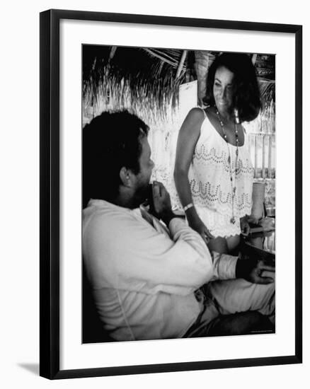 Richard Burton and Elizabeth Taylor on Location-Gjon Mili-Framed Premium Photographic Print