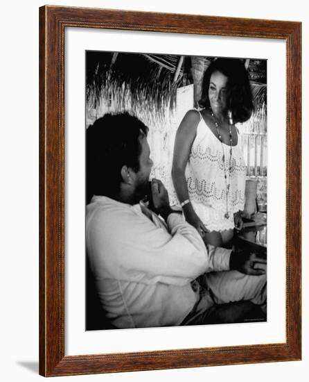 Richard Burton and Elizabeth Taylor on Location-Gjon Mili-Framed Premium Photographic Print