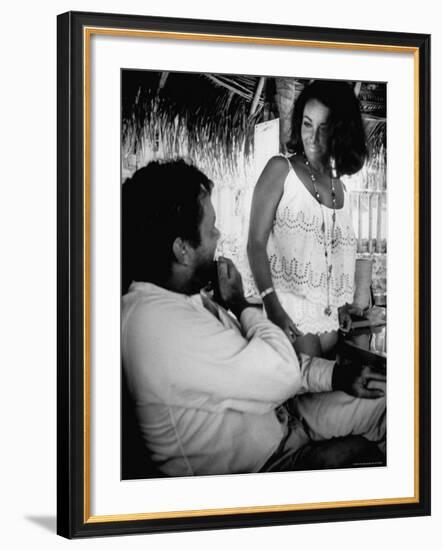 Richard Burton and Elizabeth Taylor on Location-Gjon Mili-Framed Premium Photographic Print