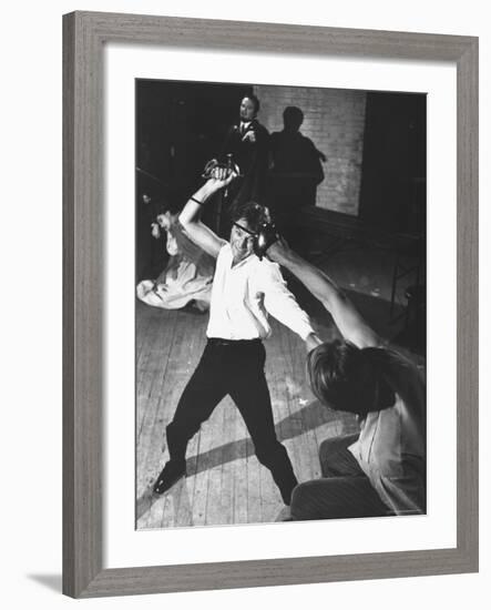 Richard Burton as Hamlet, Slashing at Laertes with His Sword-George Silk-Framed Premium Photographic Print