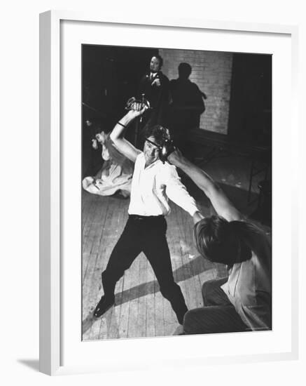 Richard Burton as Hamlet, Slashing at Laertes with His Sword-George Silk-Framed Premium Photographic Print