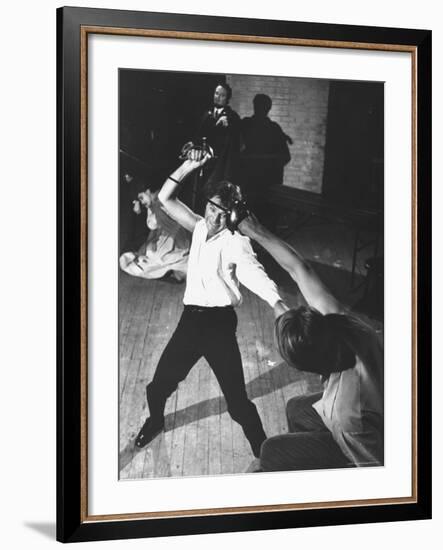 Richard Burton as Hamlet, Slashing at Laertes with His Sword-George Silk-Framed Premium Photographic Print