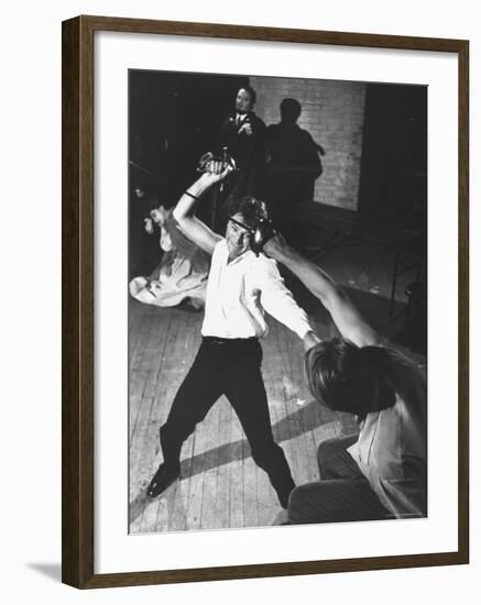 Richard Burton as Hamlet, Slashing at Laertes with His Sword-George Silk-Framed Premium Photographic Print