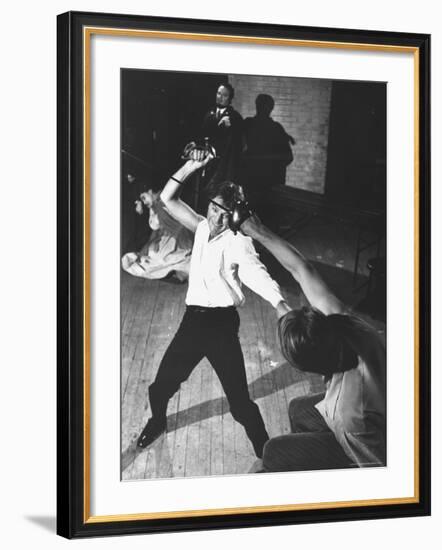 Richard Burton as Hamlet, Slashing at Laertes with His Sword-George Silk-Framed Premium Photographic Print