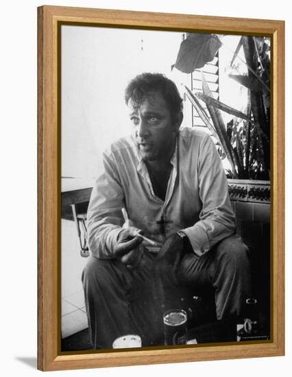 Richard Burton Relaxing in Cantina on Location-Gjon Mili-Framed Premier Image Canvas