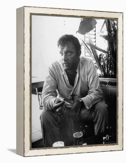 Richard Burton Relaxing in Cantina on Location-Gjon Mili-Framed Premier Image Canvas