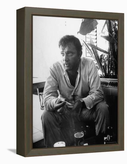Richard Burton Relaxing in Cantina on Location-Gjon Mili-Framed Premier Image Canvas