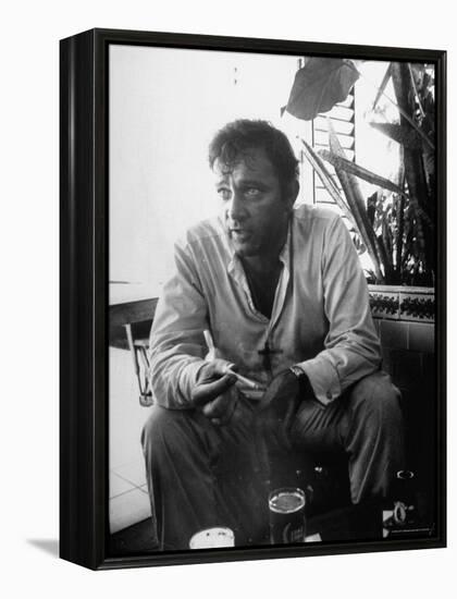 Richard Burton Relaxing in Cantina on Location-Gjon Mili-Framed Premier Image Canvas