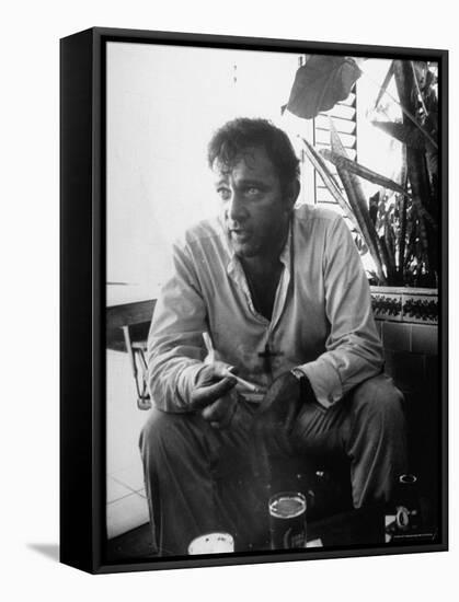 Richard Burton Relaxing in Cantina on Location-Gjon Mili-Framed Premier Image Canvas