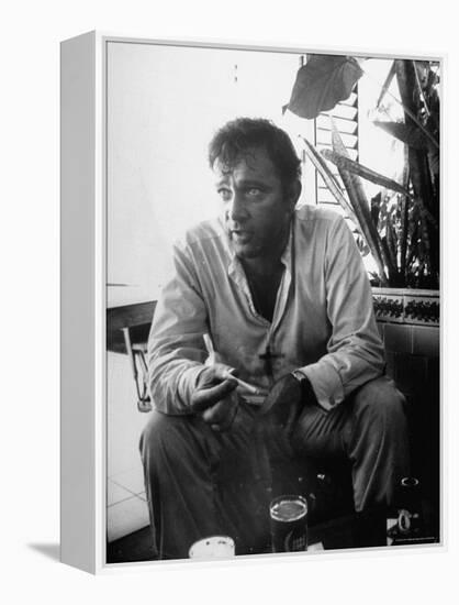 Richard Burton Relaxing in Cantina on Location-Gjon Mili-Framed Premier Image Canvas