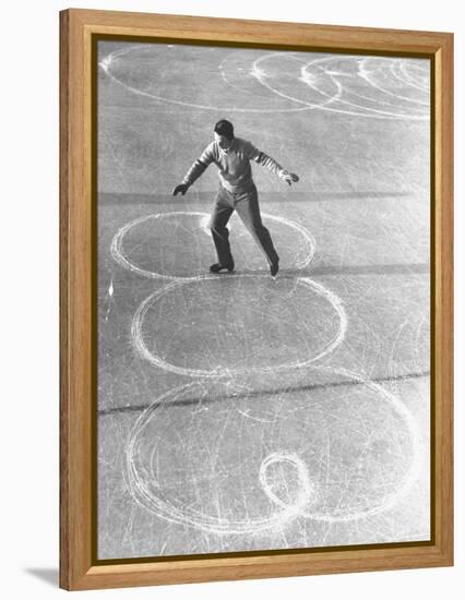 Richard Button Skating at the World Figure Skating Contest-Tony Linck-Framed Premier Image Canvas