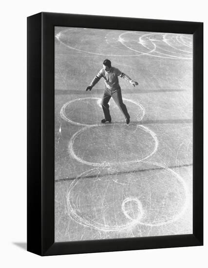 Richard Button Skating at the World Figure Skating Contest-Tony Linck-Framed Premier Image Canvas