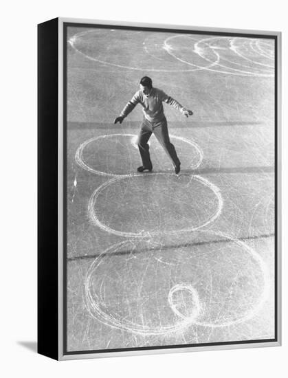 Richard Button Skating at the World Figure Skating Contest-Tony Linck-Framed Premier Image Canvas