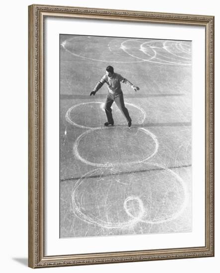 Richard Button Skating at the World Figure Skating Contest-Tony Linck-Framed Premium Photographic Print