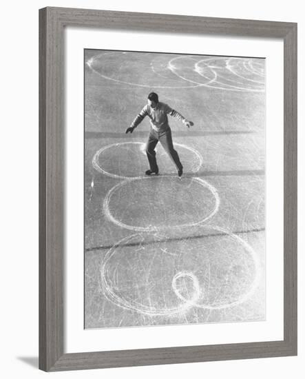 Richard Button Skating at the World Figure Skating Contest-Tony Linck-Framed Premium Photographic Print