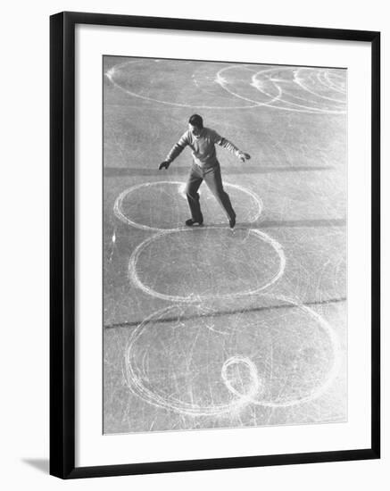 Richard Button Skating at the World Figure Skating Contest-Tony Linck-Framed Premium Photographic Print