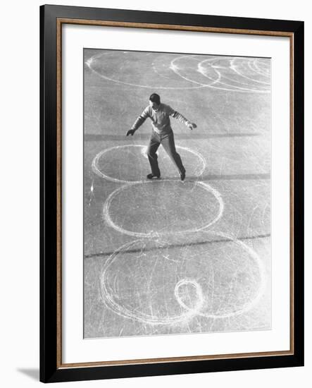 Richard Button Skating at the World Figure Skating Contest-Tony Linck-Framed Premium Photographic Print