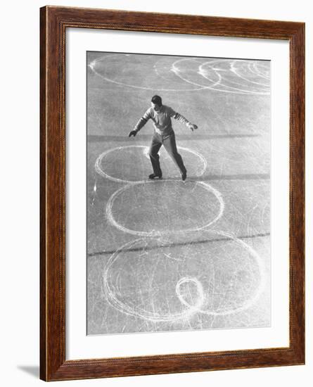 Richard Button Skating at the World Figure Skating Contest-Tony Linck-Framed Premium Photographic Print