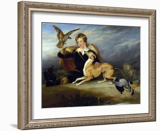 Richard Cavendish with 'spot', the 6th Duke of Devonshire's Italian Greyhound, C.1828-Edwin Henry Landseer-Framed Premium Giclee Print