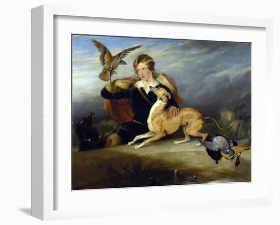 Richard Cavendish with 'spot', the 6th Duke of Devonshire's Italian Greyhound, C.1828-Edwin Henry Landseer-Framed Premium Giclee Print