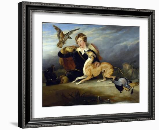 Richard Cavendish with 'spot', the 6th Duke of Devonshire's Italian Greyhound, C.1828-Edwin Henry Landseer-Framed Premium Giclee Print