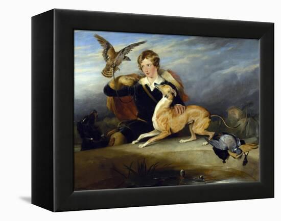 Richard Cavendish with 'spot', the 6th Duke of Devonshire's Italian Greyhound, C.1828-Edwin Henry Landseer-Framed Premier Image Canvas