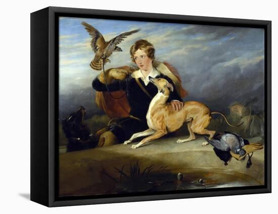 Richard Cavendish with 'spot', the 6th Duke of Devonshire's Italian Greyhound, C.1828-Edwin Henry Landseer-Framed Premier Image Canvas