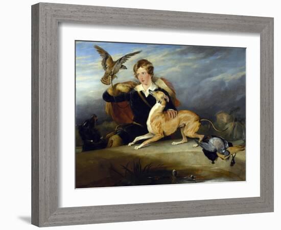 Richard Cavendish with 'spot', the 6th Duke of Devonshire's Italian Greyhound, C.1828-Edwin Henry Landseer-Framed Giclee Print