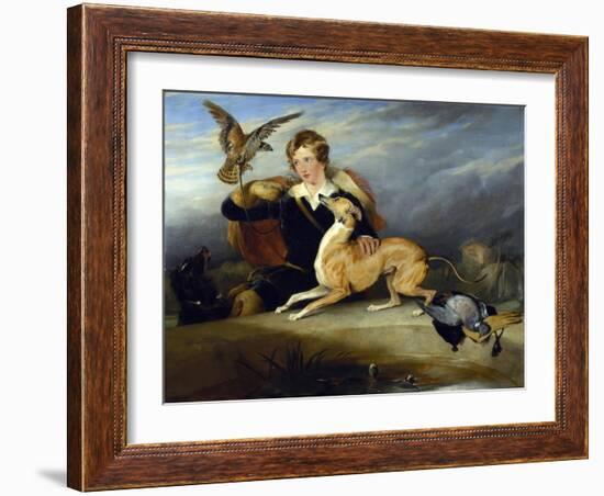 Richard Cavendish with 'spot', the 6th Duke of Devonshire's Italian Greyhound, C.1828-Edwin Henry Landseer-Framed Giclee Print