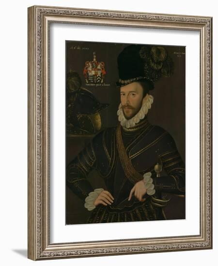 Richard Drake, 1535-1603, C.1577 (Painting)-George Gower-Framed Giclee Print