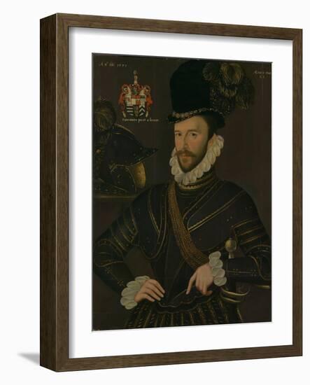 Richard Drake, 1535-1603, C.1577 (Painting)-George Gower-Framed Giclee Print