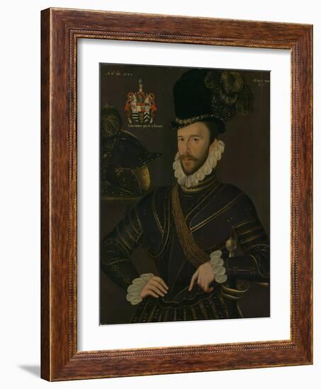 Richard Drake, 1535-1603, C.1577 (Painting)-George Gower-Framed Giclee Print