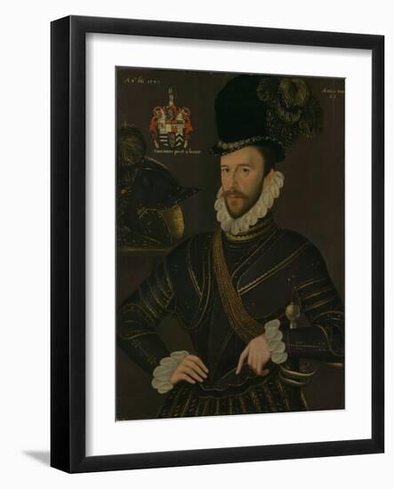 Richard Drake, 1535-1603, C.1577 (Painting)-George Gower-Framed Giclee Print