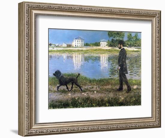 Richard Gallo and His Dog at Petit Gennevilliers, C. 1883-1884-Gustave Caillebotte-Framed Giclee Print