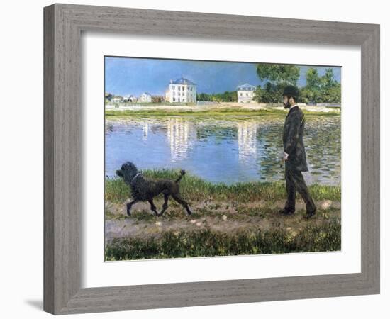 Richard Gallo and His Dog at Petit Gennevilliers, C. 1883-1884-Gustave Caillebotte-Framed Giclee Print