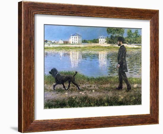 Richard Gallo and His Dog at Petit Gennevilliers, C. 1883-1884-Gustave Caillebotte-Framed Giclee Print