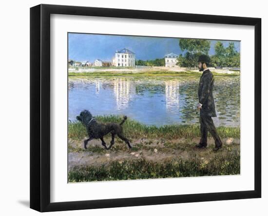 Richard Gallo and His Dog at Petit Gennevilliers, C. 1883-1884-Gustave Caillebotte-Framed Giclee Print