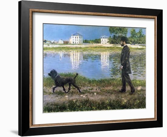 Richard Gallo and His Dog at Petit Gennevilliers, C. 1883-1884-Gustave Caillebotte-Framed Giclee Print