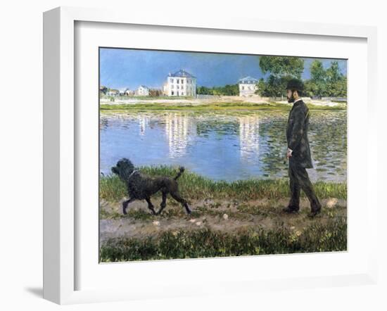 Richard Gallo and His Dog at Petit Gennevilliers, C. 1883-1884-Gustave Caillebotte-Framed Giclee Print