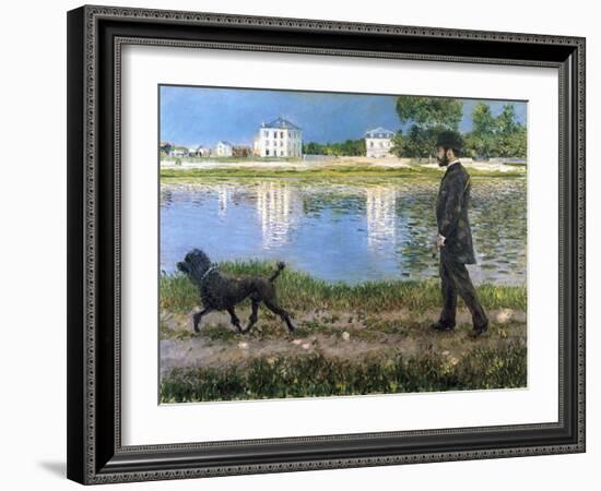 Richard Gallo and His Dog at Petit Gennevilliers, C. 1883-1884-Gustave Caillebotte-Framed Giclee Print