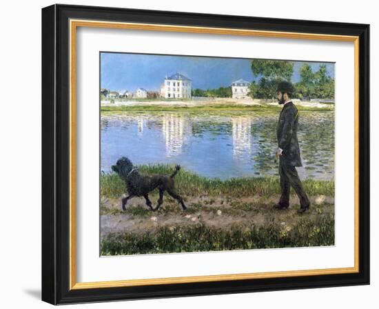 Richard Gallo and His Dog at Petit Gennevilliers, C. 1883-1884-Gustave Caillebotte-Framed Giclee Print