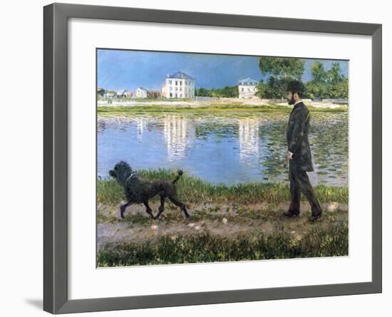 Richard Gallo and His Dog at Petit Gennevilliers, C. 1883-1884-Gustave Caillebotte-Framed Giclee Print