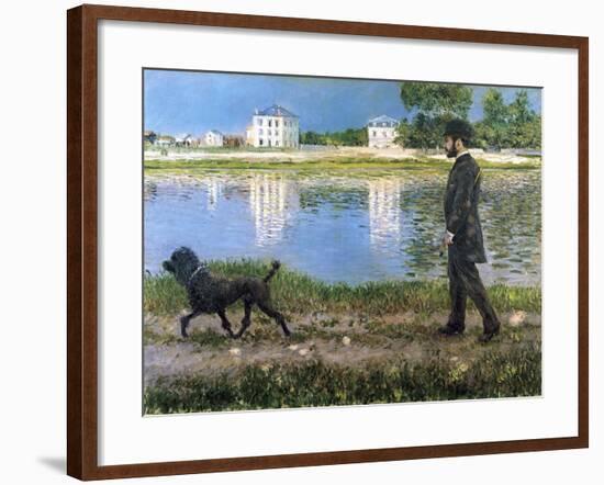 Richard Gallo and His Dog at Petit Gennevilliers, C. 1883-1884-Gustave Caillebotte-Framed Giclee Print