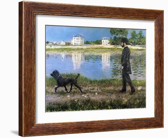 Richard Gallo and His Dog at Petit Gennevilliers, C1883-1884-Gustave Caillebotte-Framed Giclee Print