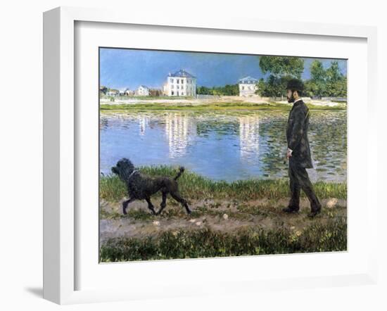 Richard Gallo and His Dog at Petit Gennevilliers, C1883-1884-Gustave Caillebotte-Framed Giclee Print