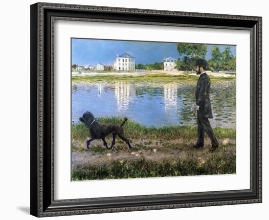 Richard Gallo and His Dog at Petit Gennevilliers, C1883-1884-Gustave Caillebotte-Framed Giclee Print